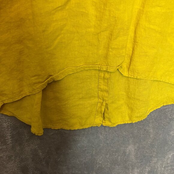 Terzo Millennio Italy Women Lagenlook Basic Linen Marigold Yellow Tunic Top L - Picture 4 of 10
